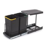 Cos de gunoi incorporabil in blat, culisant, cu doua compartimente x 12 litri, gri antracit, 5874, newedge.ro