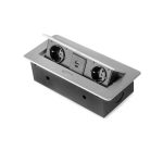 Priza incorporabila birou 2xSchuko, USB A+C, argintiu, 8541, newedge.ro