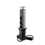 Priza incastrabila in mobila 3xSCHUKO, USB 2A+C, argintiu, 8350, newedge.ro