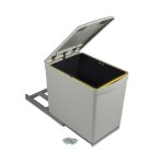 Cos gunoi bucatarie incorporabil 1 x16 litri cu capac automat, gri, 9064, newedge.ro