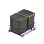 Cos de gunoi bucatarie incorporabil cu doua compartimente x 16 litri, gri antracit, 3709, newedge.ro