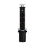 Priza de blat 3xSCHUKO, USB 2A, argintiu, 2991, newedge.ro