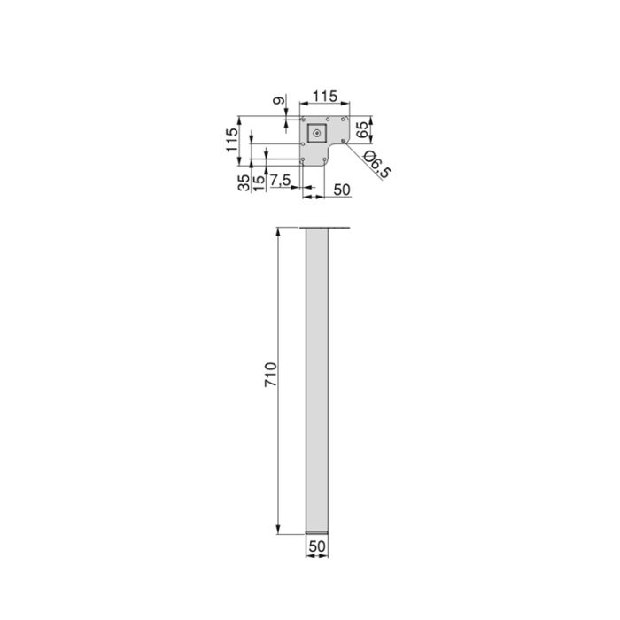 Set 4 picioare masa h710, 50×50 mm , material otel, culoare negru, 696, newedge.ro