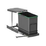 Cos de gunoi incorporabil 24 L, fixare jos, cu capac automat/manual, gri antracit, 6060, newedge.ro
