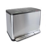 Cos de gunoi extern , deschidere a capacului cu pedala, 3×15 litri, otel inoxidabil, 8498, newedge.ro