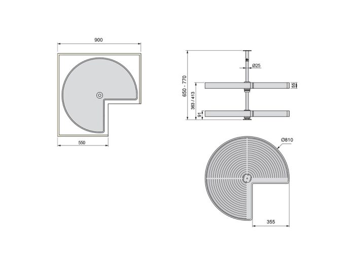 Cos colt circular rotativ Shelvo 3/4, corp 900, alb, 204, newedge.ro