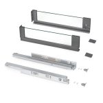 Sertar Vertex sticla 450mm, H131mm, soft close, extragere totala, 40kg, gri antracit, 6602, newedge.ro