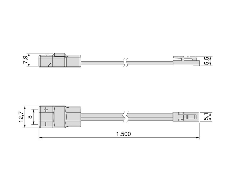 Cablu LED Lynx H (12 V DC) (24 V DC), lungime 1,5 m, MINILED, pentru latime 8 mm, 4449, newedge.ro