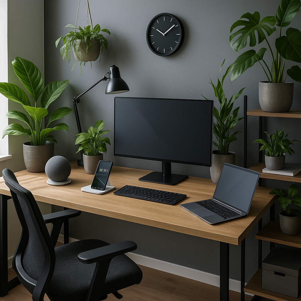 Un birou cu multe plante modern