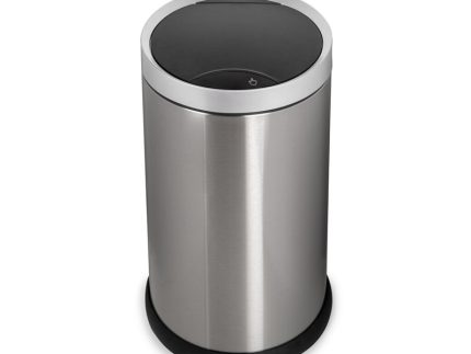 Feronerie mobila, Cos de gunoi circular pentru exterior, deschizator de capac cu senzor de miscare, 20L, otel, newedge.ro