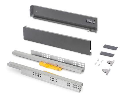 Sertar Vertex Push 400mm , H93mm, 3D, soft close, extragere totala, 40kg, antracit, 9974, newedge.ro