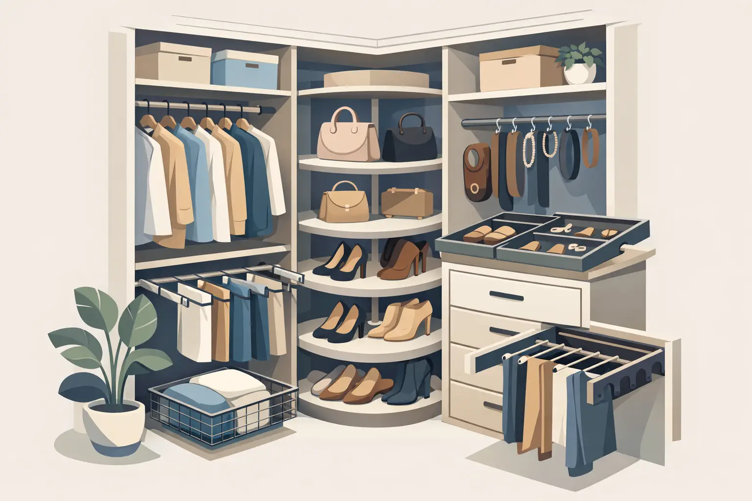 Accesorii dressing pentru colț: ce alegi